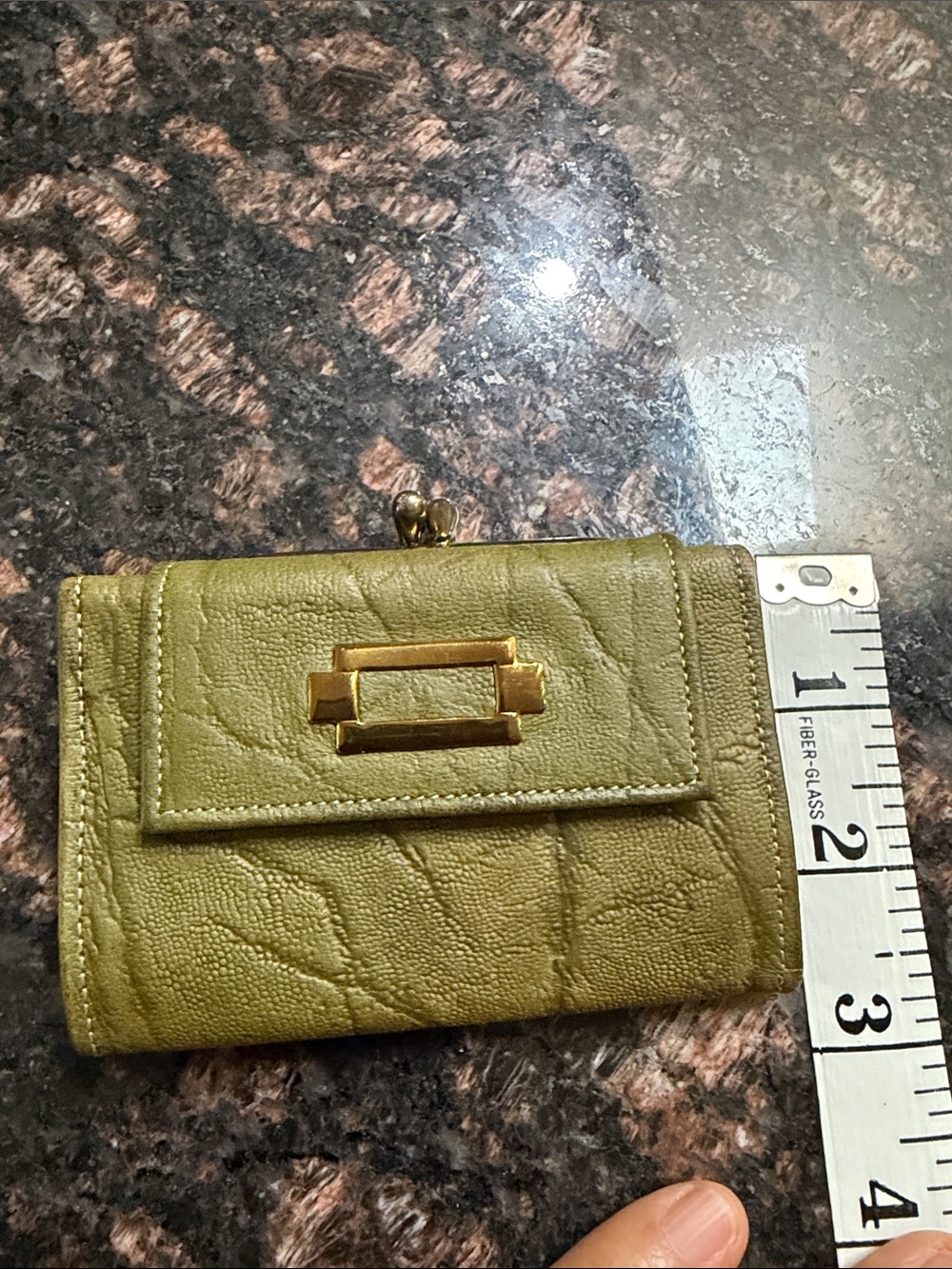 Princess Gardner Cowhide Leather Wallet Green Olive Small